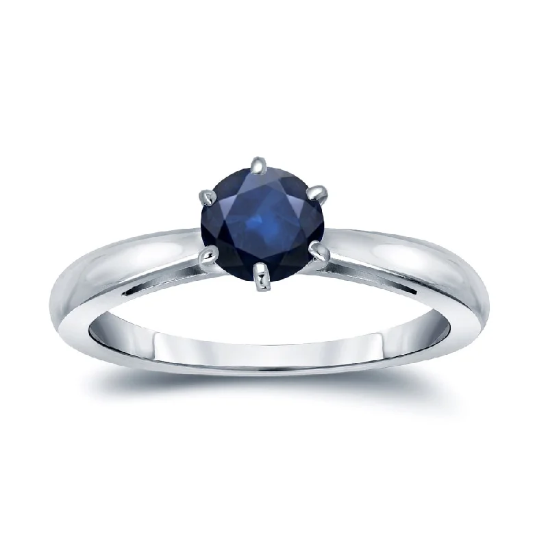 boho style ring for women -Auriya 14k Gold Blue Sapphire Solitaire Engagement Ring 1/3ct TGW