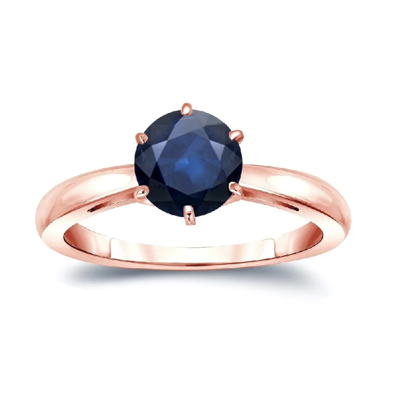 personalized date engraved ring -Auriya 14k Gold Blue Sapphire Solitaire Engagement Ring 2ct TGW