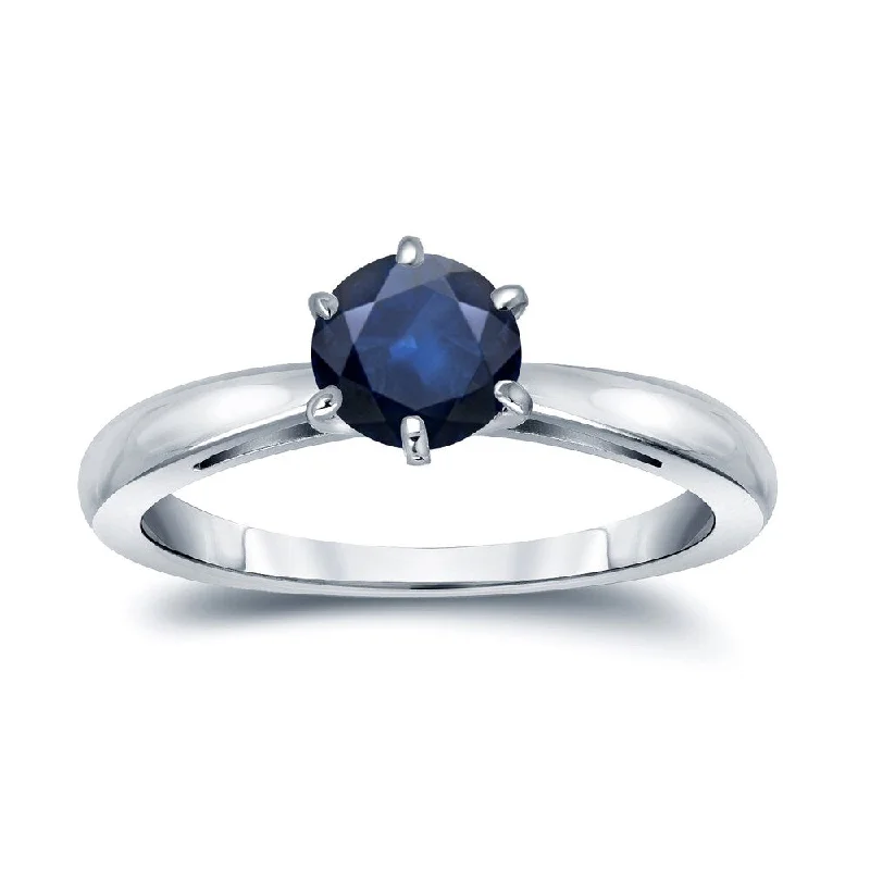 yellow gold eternity ring -Auriya 14k Gold Blue Sapphire Solitaire Engagement Ring 3/4ct TGW