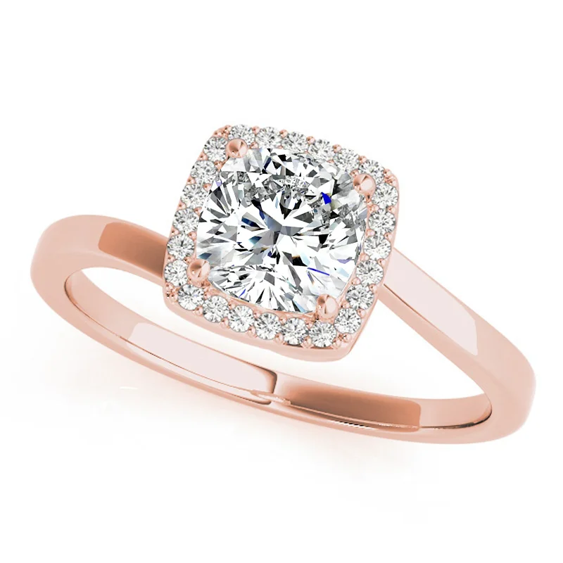 engraved couple matching rings -Auriya 14k Rose Gold Lab Grown Cushion Diamond Halo Engagement Ring 0.50 to 5.00 ct. tw. (F-G VS)