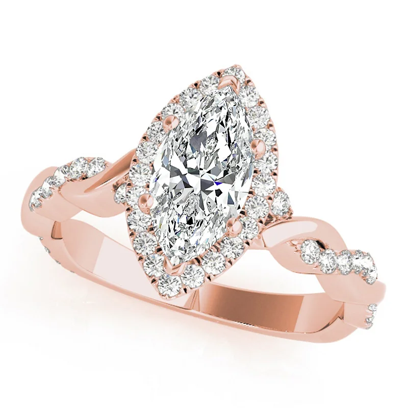 gemstone cluster ring -Auriya 14k Rose Gold Lab Grown Marquise Diamond Halo Engagement Ring 0.50 to 5.00 ct. tw. (F-G VS)