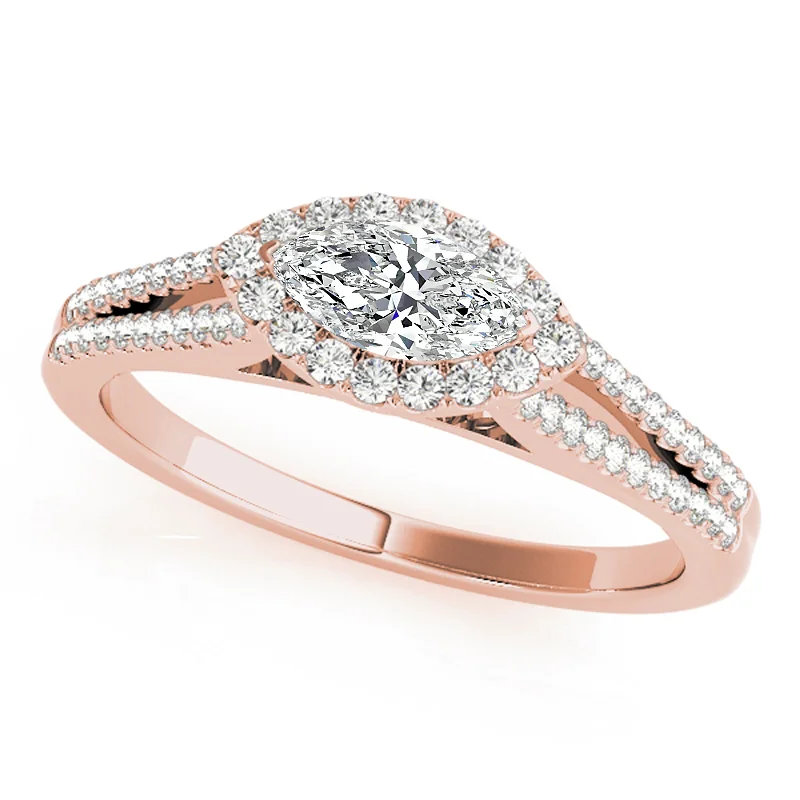 dainty rose gold ring -Auriya 14k Rose Gold Lab Grown Marquise Diamond Halo Engagement Ring 0.50 to 5.00 ct. tw. (F-G VS)