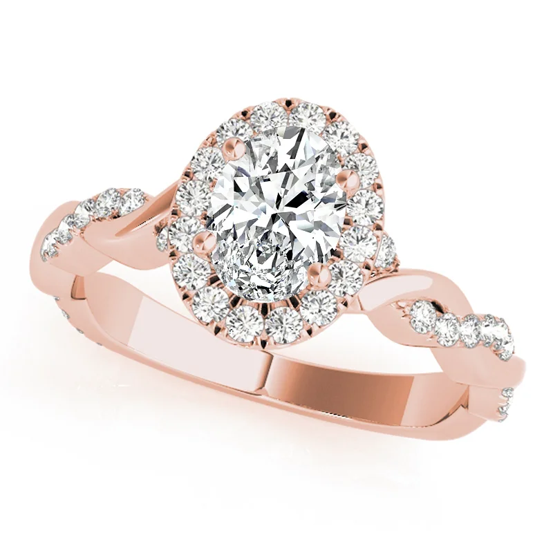 cubic zirconia wedding ring -Auriya 14k Rose Gold Lab Grown Oval Diamond Halo Engagement Ring 0.50 to 5.00 ct. tw. (F-G VS)