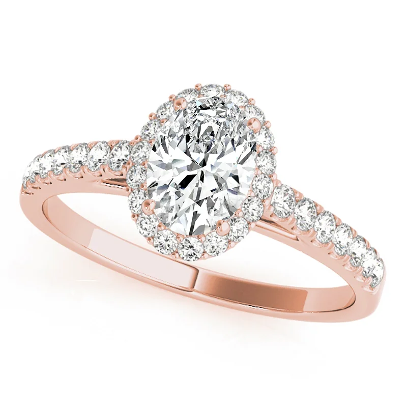 modern geometric ring -Auriya 14k Rose Gold Lab Grown Oval Diamond Halo Engagement Ring 0.50 to 5.00 ct. tw. (F-G VS)