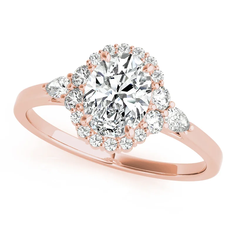 custom engraved gold ring -Auriya 14k Rose Gold Lab Grown Oval Diamond Halo Engagement Ring 0.50 to 5.00 ct. tw. (F-G VS)