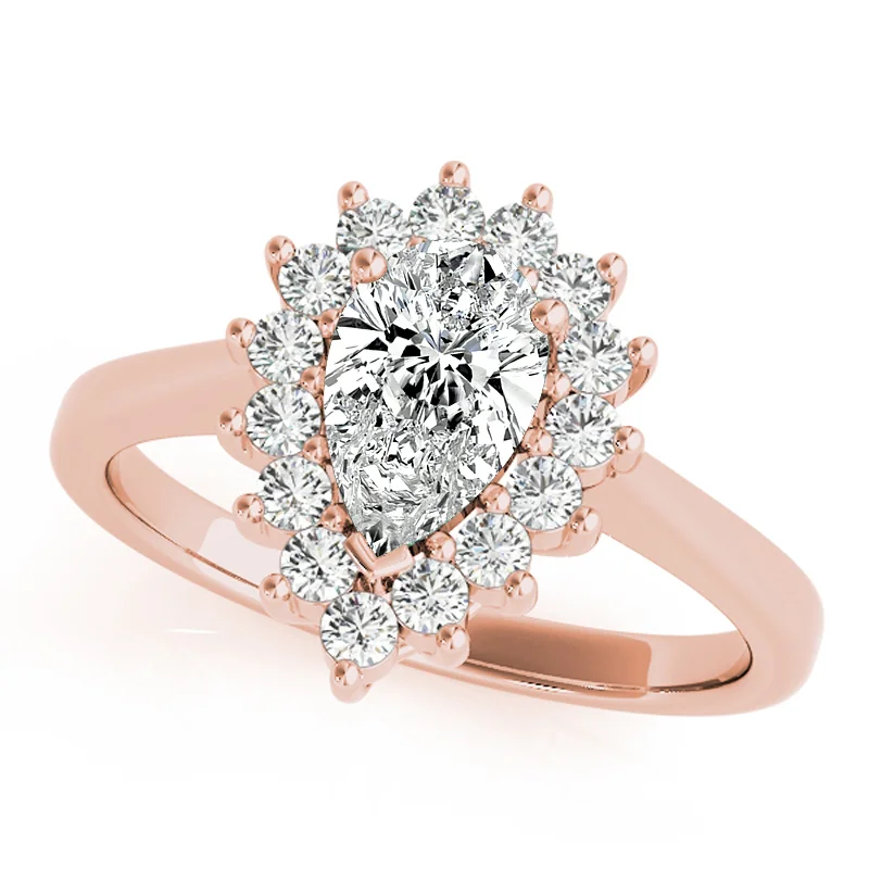 gemstone cluster ring -Auriya 14k Rose Gold Lab Grown Pear Diamond Halo Engagement Ring 0.50 to 5.00 ct. tw. (F-G VS)