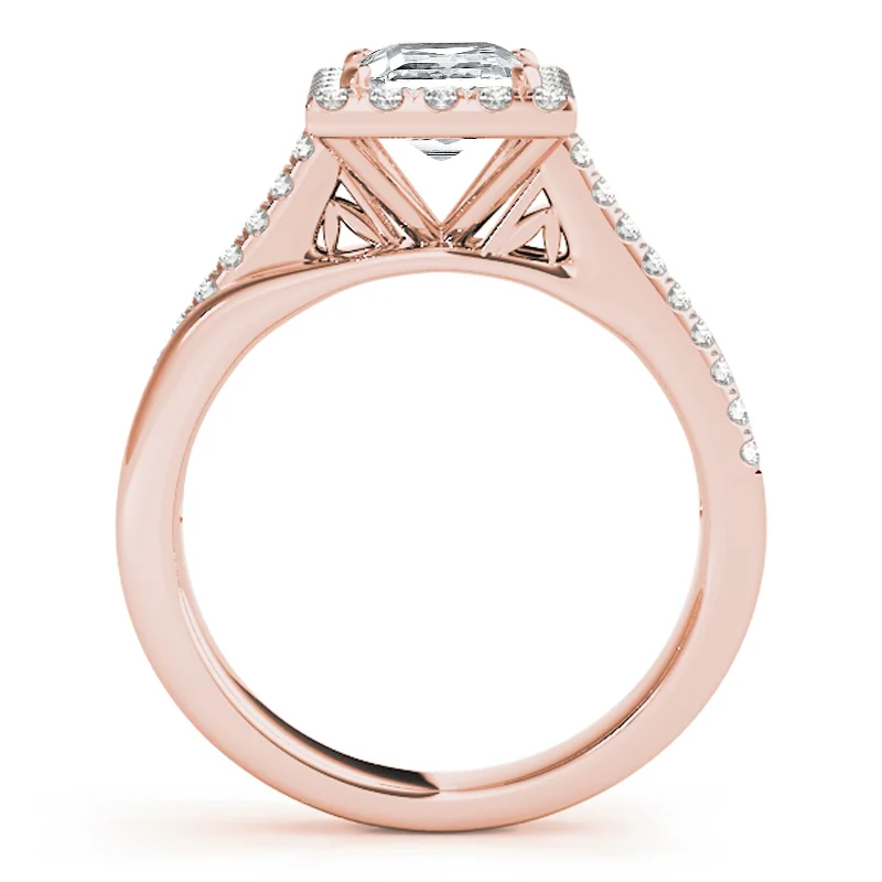 twisted band wedding ring -Auriya 14k Rose Gold Lab Grown Princess Diamond Halo Engagement Ring 0.50 to 5.00 ct. tw. (F-G VS)