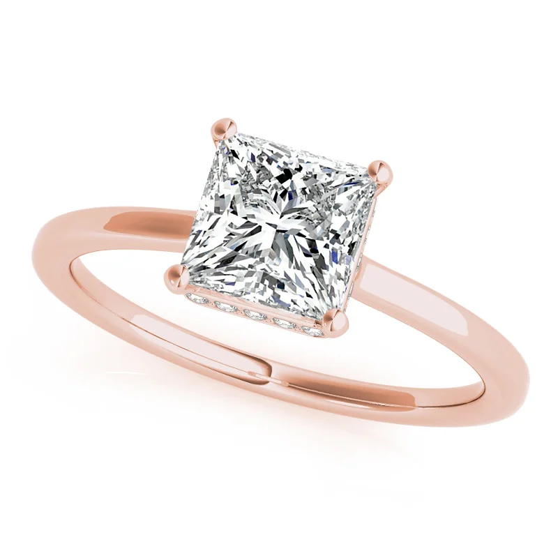 diamond halo engagement ring -Auriya 14k Rose Gold Lab Grown Princess Diamond Halo Engagement Ring 0.50 to 5.00 ct. tw. (F-G VS)