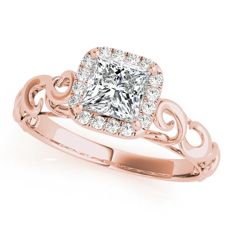 luxury diamond solitaire ring -Auriya 14k Rose Gold Lab Grown Princess Diamond Halo Engagement Ring 0.50 to 5.00 ct. tw. (F-G VS)