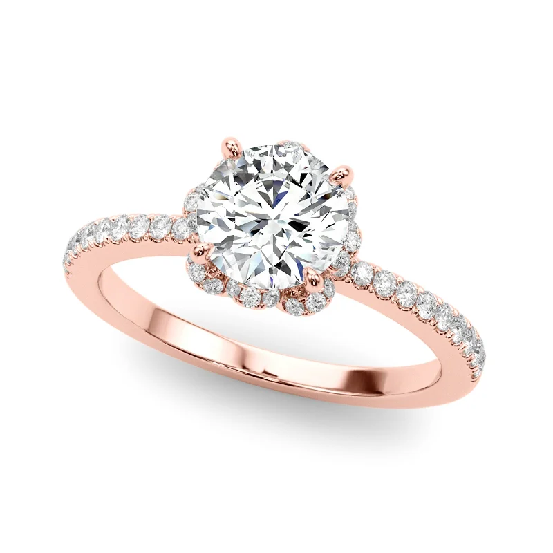 custom carved wood ring -Auriya 14k Rose Gold Lab Grown Round Diamond Halo Engagement Ring 0.50 to 5.00 ct. tw. (F-G VS)