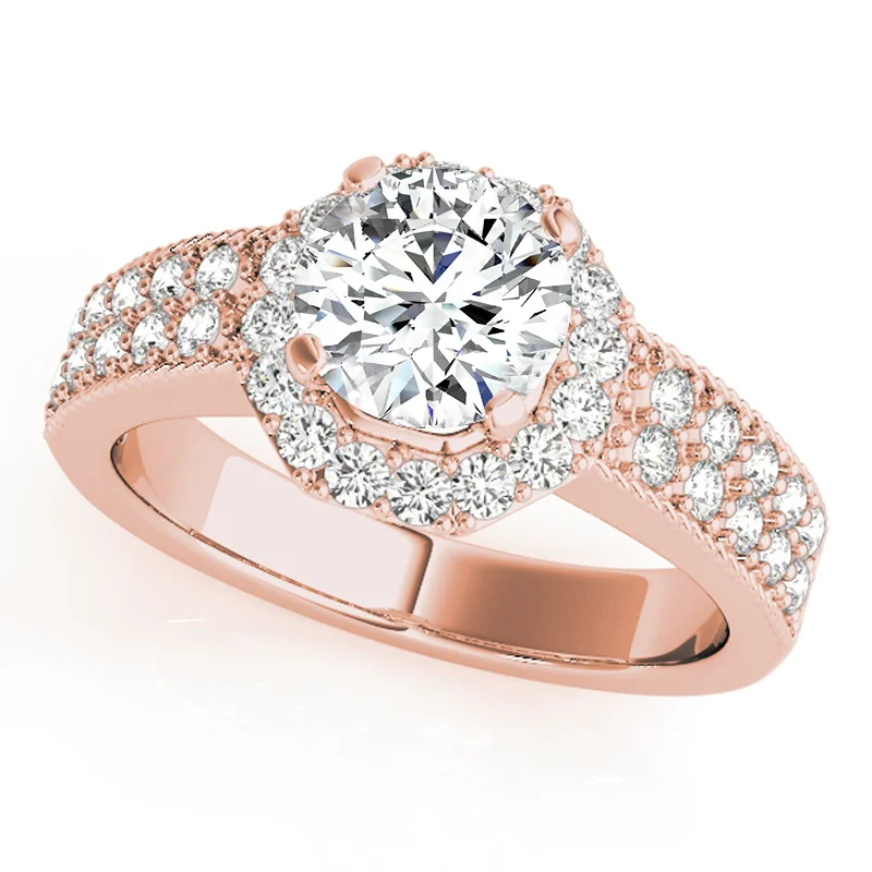 twisted rope ring for men -Auriya 14k Rose Gold Lab Grown Round Diamond Halo Engagement Ring 0.50 to 5.00 ct. tw. (F-G VS)