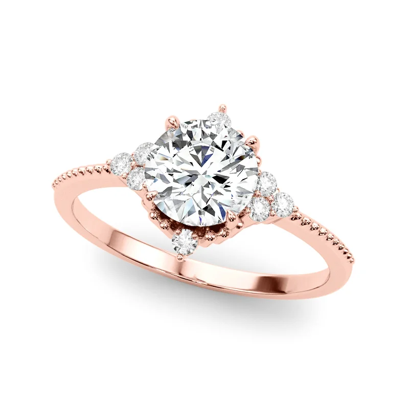 boho style ring for women -Auriya 14k Rose Gold Lab Grown Round Diamond Halo Engagement Ring 0.50 to 5.00 ct. tw. (F-G VS)