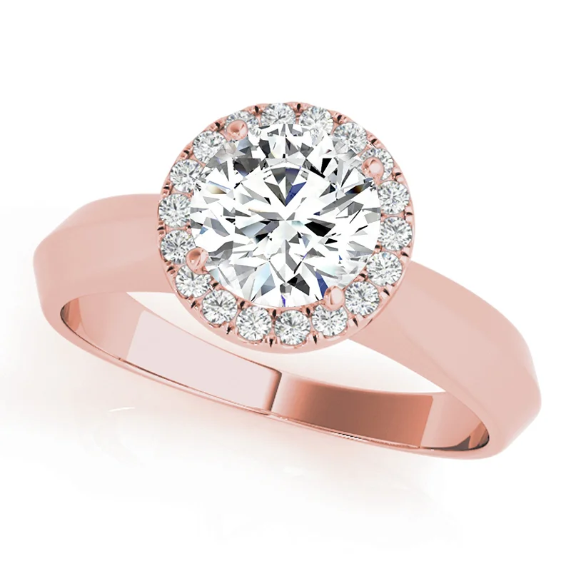 double band diamond ring -Auriya 14k Rose Gold Lab Grown Round Diamond Halo Engagement Ring 0.50 to 5.00 ct. tw. (F-G VS)