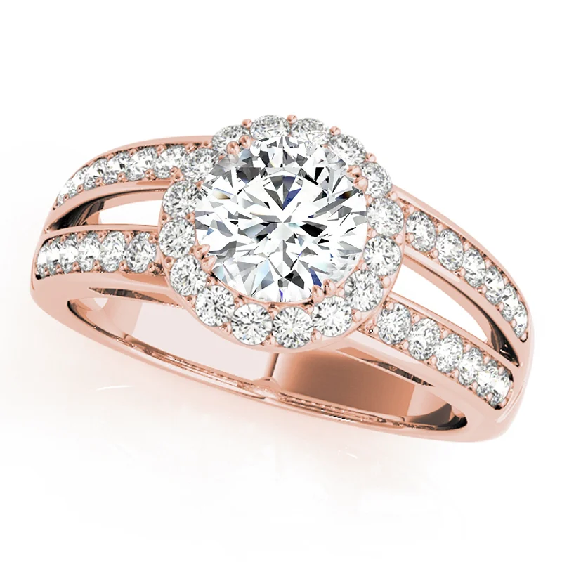 vintage-inspired gemstone ring -Auriya 14k Rose Gold Lab Grown Round Diamond Halo Engagement Ring 0.50 to 5.00 ct. tw. (F-G VS)