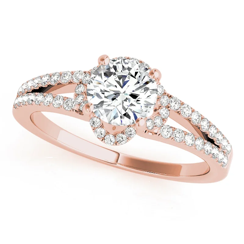 heart-shaped promise ring -Auriya 14k Rose Gold Lab Grown Round Diamond Halo Engagement Ring 0.50 to 5.00 ct. tw. (F-G VS)