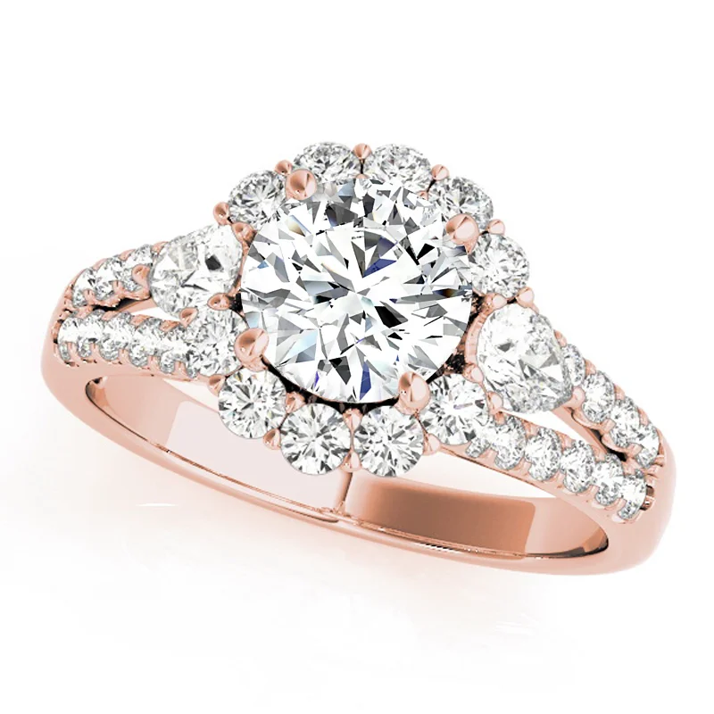 custom engraved gold ring -Auriya 14k Rose Gold Lab Grown Round Diamond Halo Engagement Ring 0.50 to 5.00 ct. tw. (F-G VS)