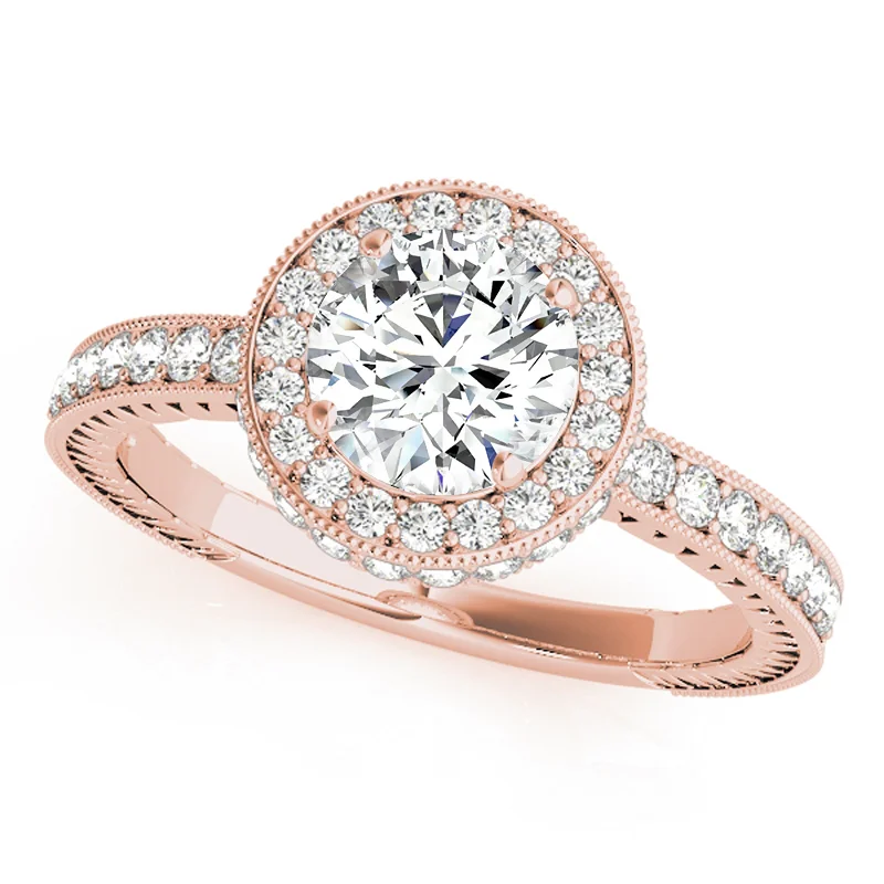 polished silver band ring -Auriya 14k Rose Gold Lab Grown Round Diamond Halo Engagement Ring 0.50 to 5.00 ct. tw. (F-G VS)