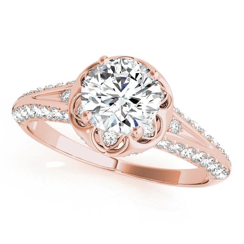 men’s braided ring -Auriya 14k Rose Gold Lab Grown Round Diamond Halo Engagement Ring 0.50 to 5.00 ct. tw. (F-G VS)