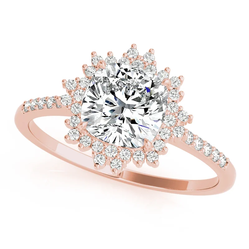 silver moonstone ring -Auriya 14k Rose Gold Lab Grown Round Diamond Halo Engagement Ring 0.50 to 5.00 ct. tw. (F-G VS)