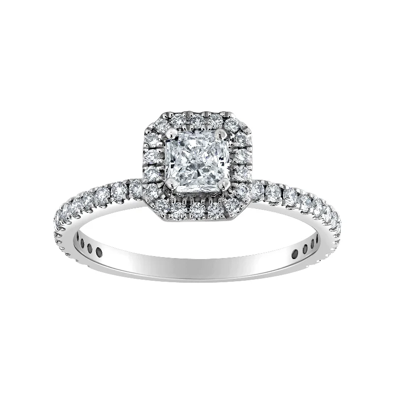 adjustable crystal ring -Auriya 14k-White Gold Lab Grown Halo-Square Radiant Diamond Engagement Ring 1.00 ct. tw. (E-F VS)