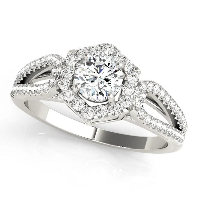 wide band silver ring -Auriya 14k White Gold Lab Grown Round Diamond Halo Engagement Ring 0.50 to 5.00 ct. tw. (F-G VS)