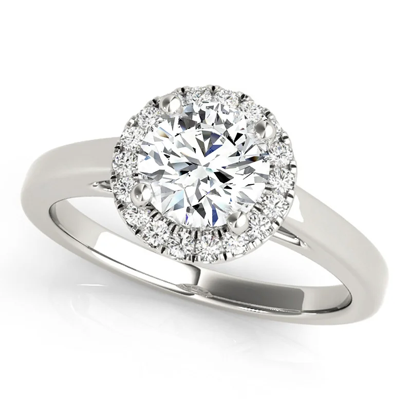 stacking rings with diamonds -Auriya 14k White Gold Lab Grown Round Diamond Halo Engagement Ring 0.50 to 5.00 ct. tw. (F-G VS)