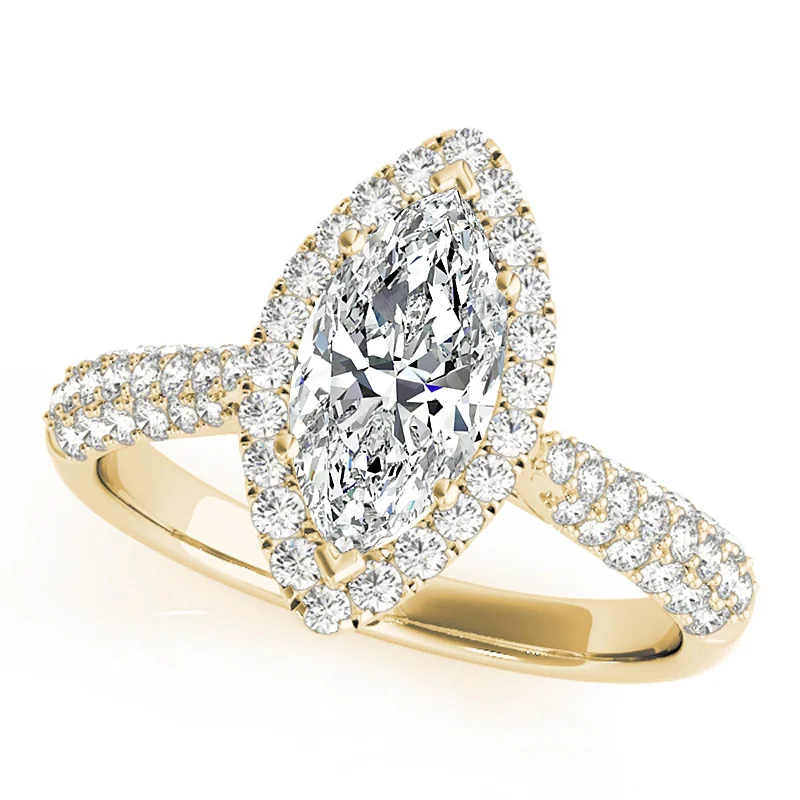 engraved family ring -Auriya 14k Yellow Gold Lab Grown Marquise Diamond Halo Engagement Ring 0.50 to 5.00 ct. tw. (F-G VS)