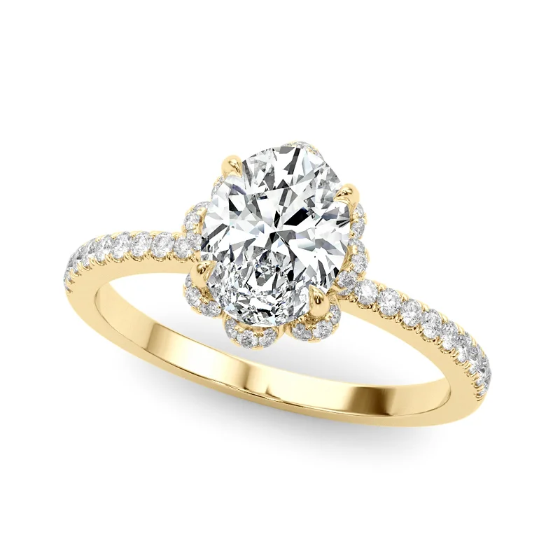 chunky statement ring -Auriya 14k Yellow Gold Lab Grown Oval Diamond Halo Engagement Ring 0.50 to 5.00 ct. tw. (F-G VS)