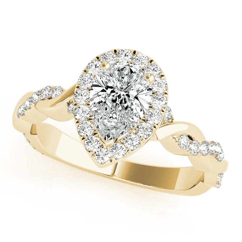 art deco style ring -Auriya 14k Yellow Gold Lab Grown Pear Diamond Halo Engagement Ring 0.50 to 5.00 ct. tw. (F-G VS)