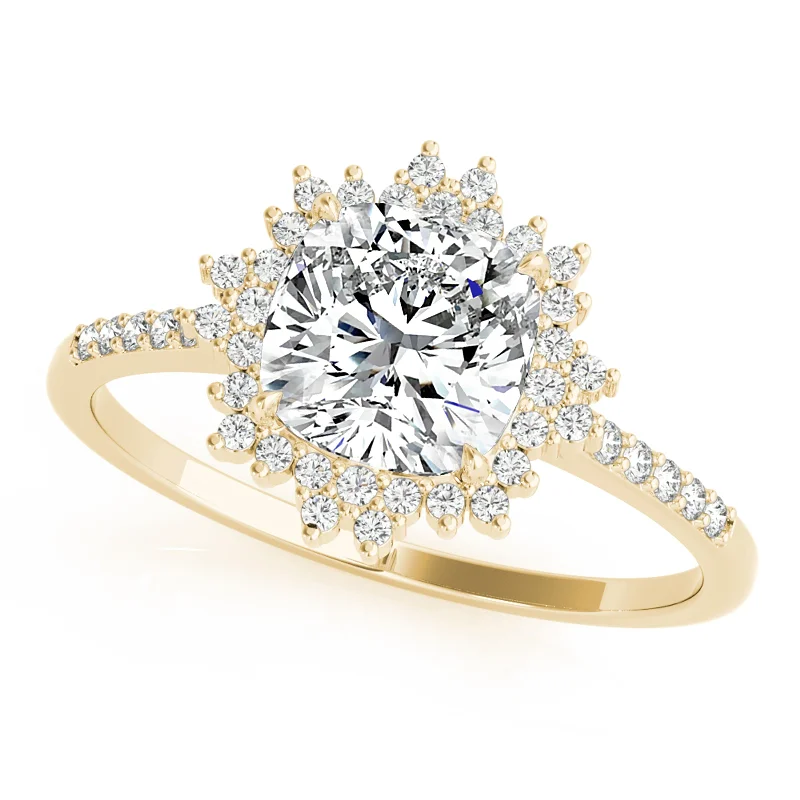 art deco style ring -Auriya 14k Yellow Gold Lab Grown Round Diamond Halo Engagement Ring 0.50 to 5.00 ct. tw. (F-G VS)