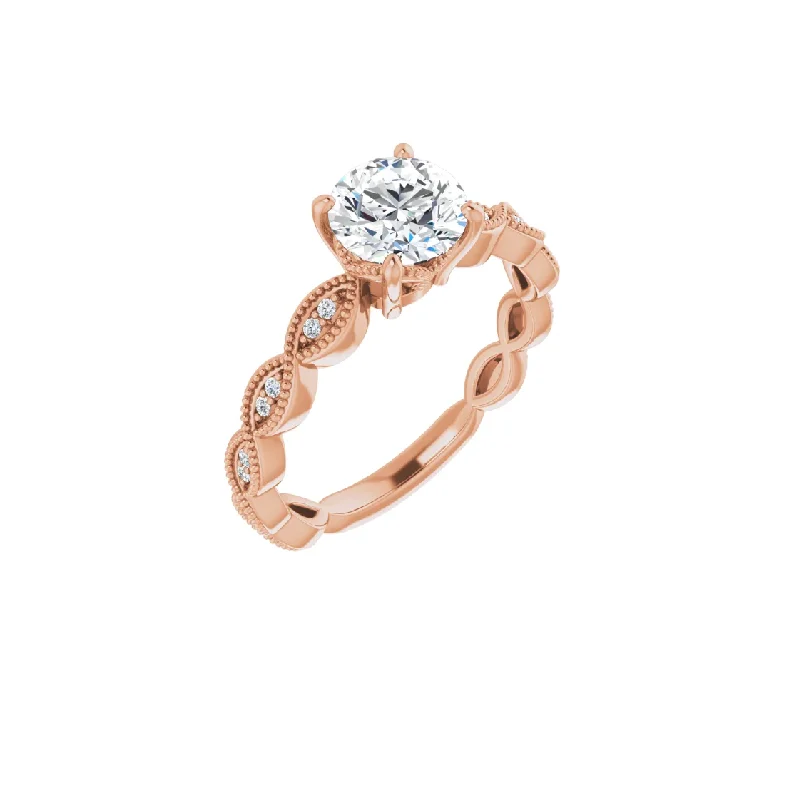 vintage style engagement ring -14K Gold 6.5 mm Round Solitaire Vintage-inspired Engagement Ring