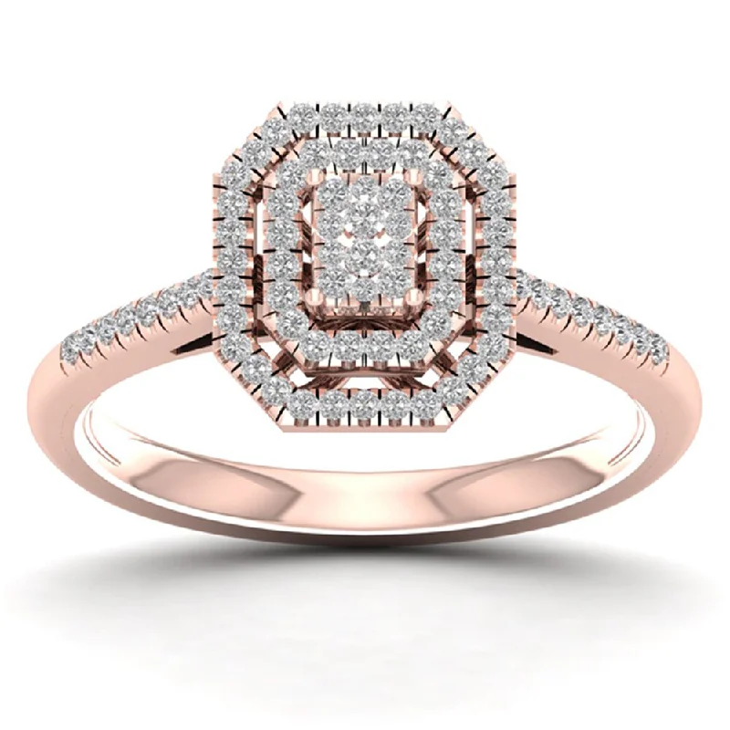 adjustable open ring for women -De Couer 1/4ct TDW Diamond Cluster Ring - Pink