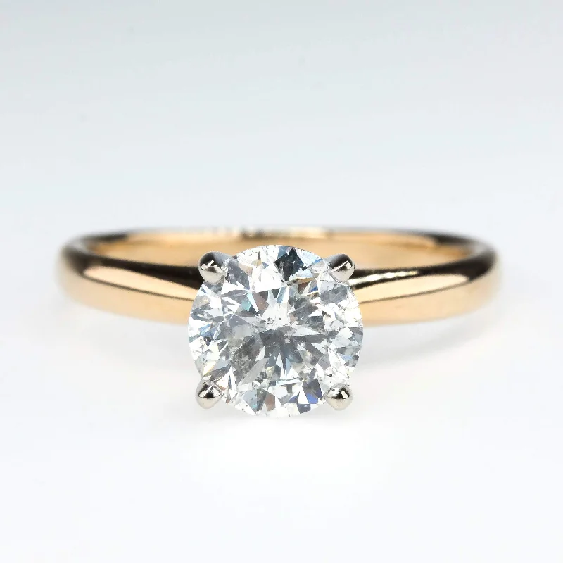 vintage style wedding ring -Diamond 0.94ct Solitaire Engagement Ring in 14K Yellow Gold