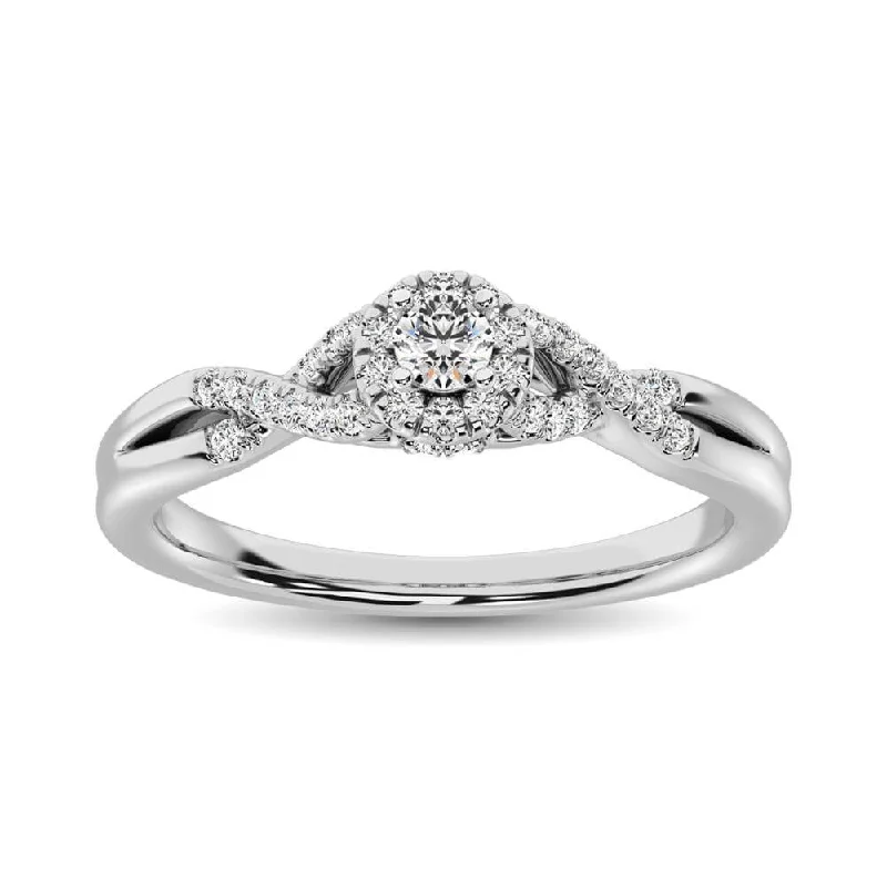 three-stone engagement ring -Diamond 1/4 ct tw Round Cut Engagement Ring