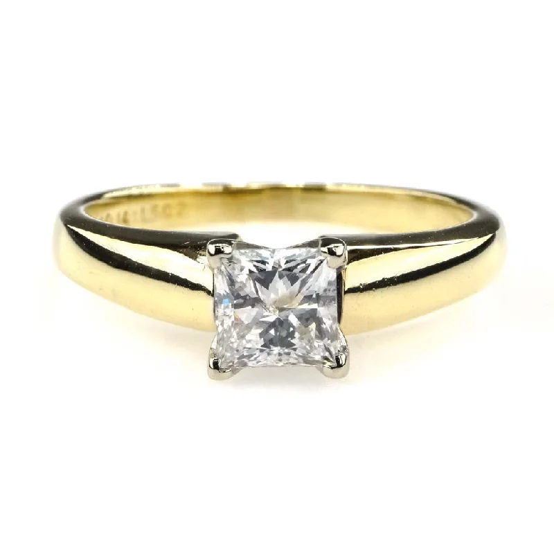 adjustable crystal ring -EGL Graded Princess Cut Diamond Solitaire Engagement Ring 1.00ct 14K Yellow Gold