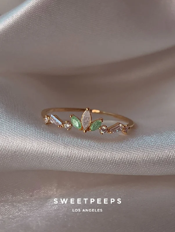 vintage style cocktail ring -Everest Almond Ring