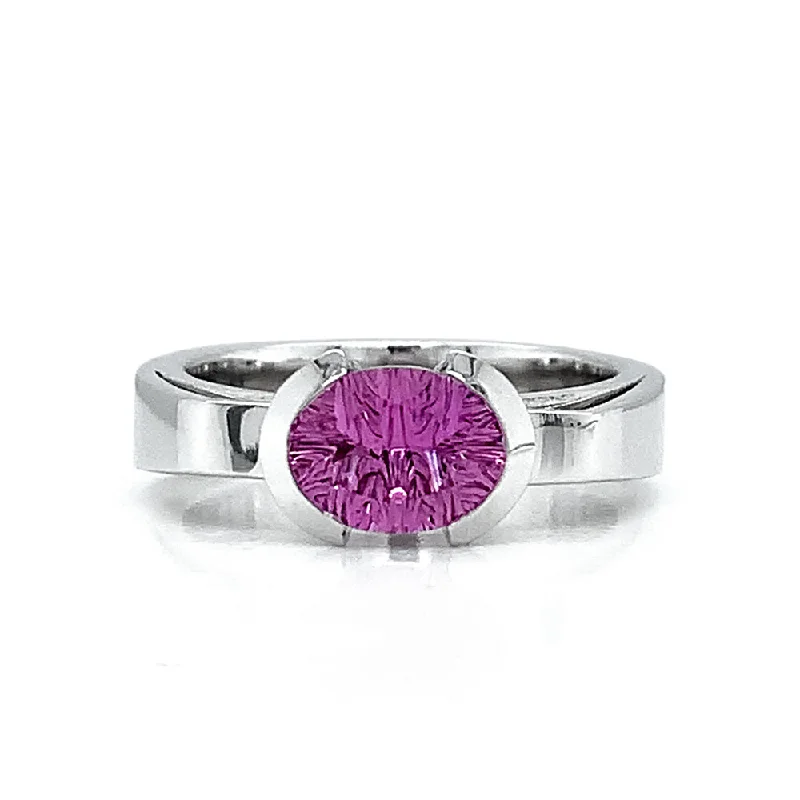 gemstone cocktail ring for women -Fantasy-Cut Pink Sapphire Engagement Ring- "Cosmopolitan"