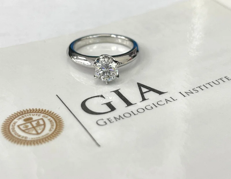 double stone gemstone ring -GIA Certified Round Brilliants Solitaire Diamond Ring .72 carats