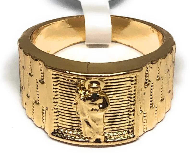 art deco style ring -Gold Plated Yellow San Judas Saint Jude Ring Anillo