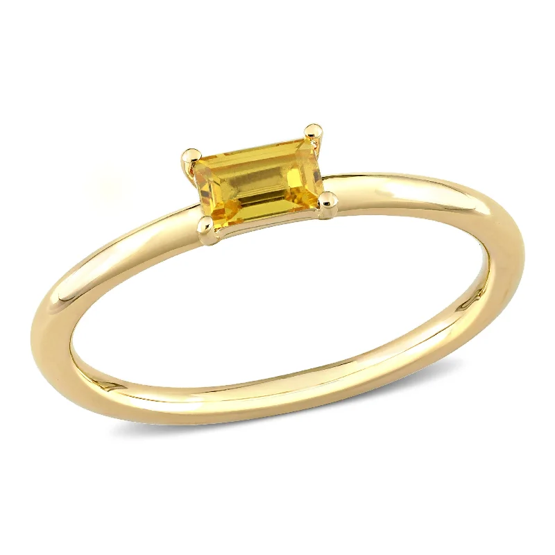 heart-shaped promise ring -Miadora 1/3ct TGW Baguette Yellow Sapphire Stackable Ring in 10k Yellow Gold