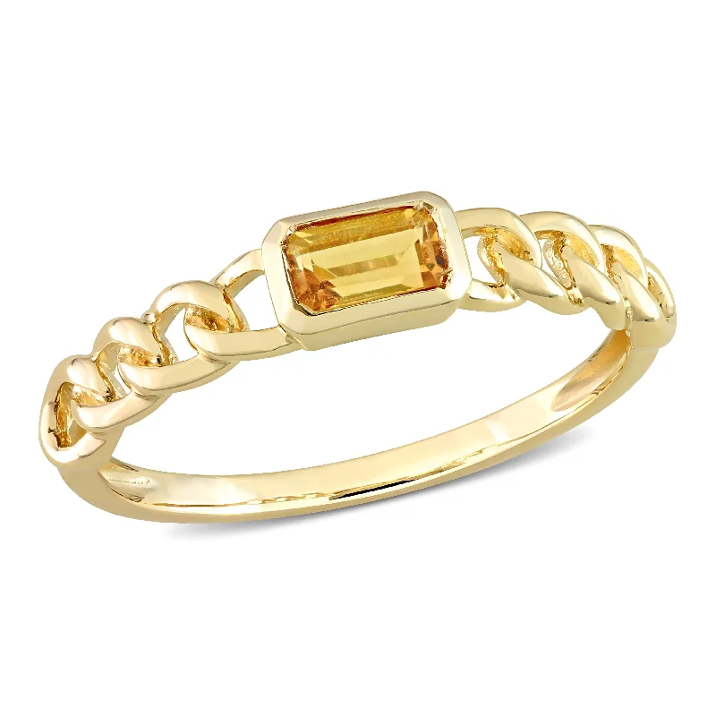 engraved anniversary ring -Miadora 1/3ct TGW Octagon Citrine Link Ring in 10k Yellow Gold