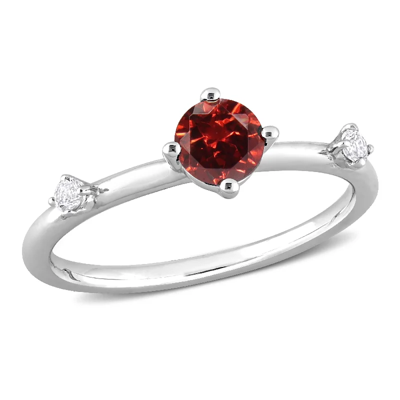 Celtic knot wedding ring -Miadora 3/4ct TGW Garnet and White Topaz 3-Stone Ring in Sterling Silver