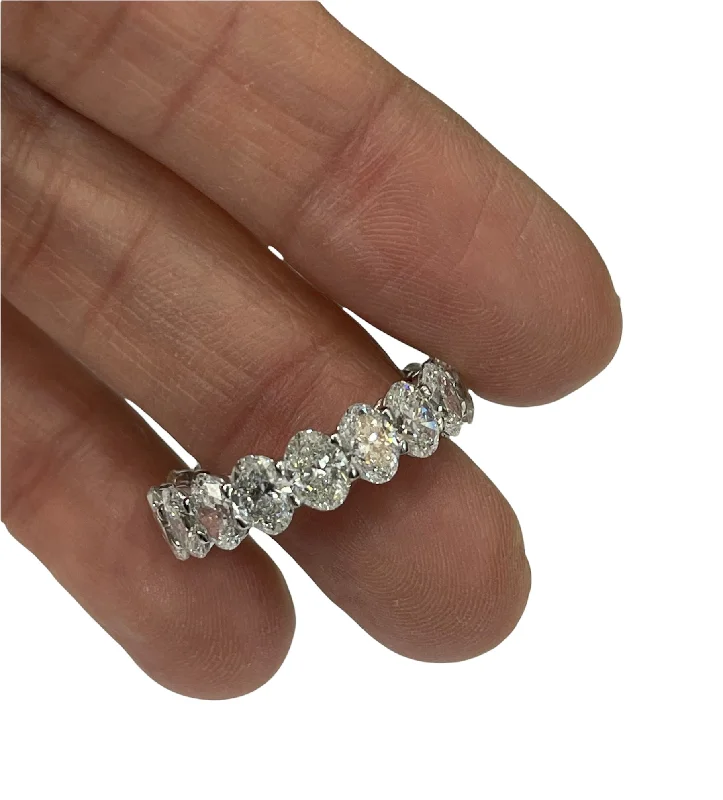 adjustable crystal quartz ring -Oval Eternity Diamond Band White Gold 14kt 5.80 Carats F Color VS-2