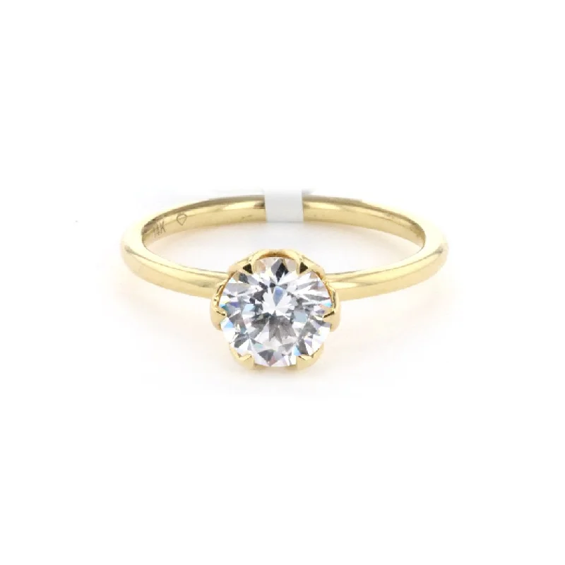 silver and gold stacking rings -Solitaire Engagement Ring