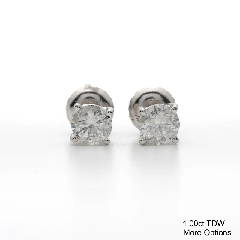 14k gold diamond earrings -14k White Gold 1/4 to 3ct TW Clarity Enhanced Diamond Stud Earrings (I-J, I2-I3)