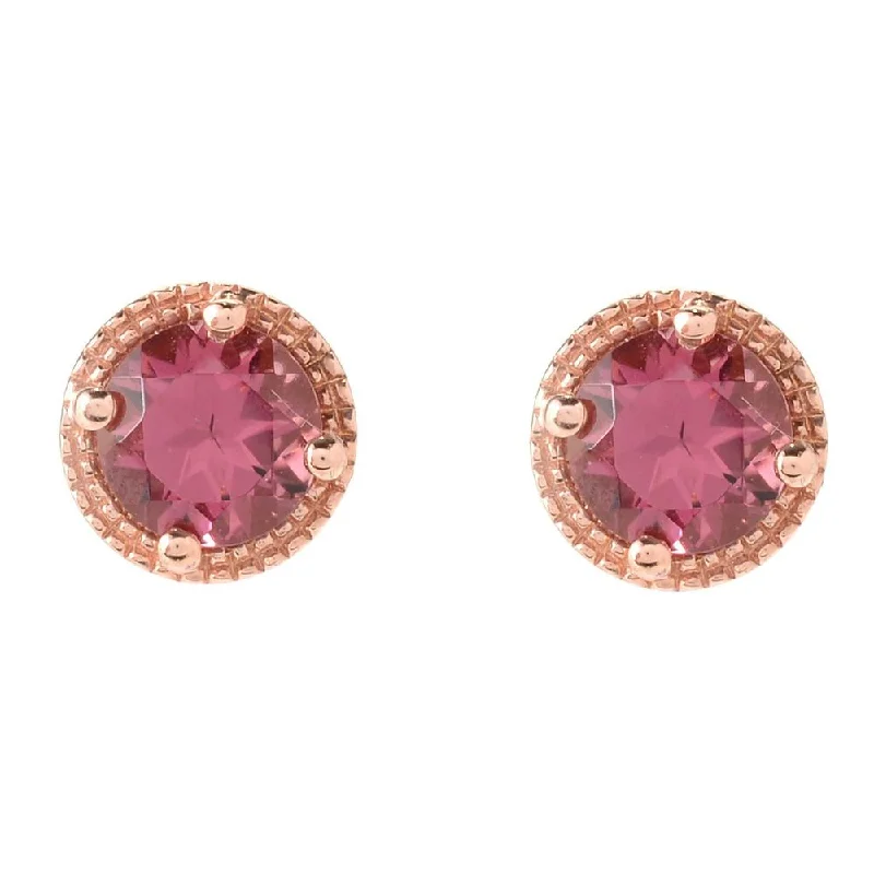 brass statement earrings -18K Rose Gold Over Sterling Silver 0.9ctw Pink Tourmaline Studs Earrings 0.26"L