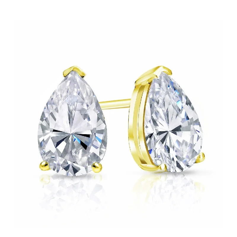 crystal chandelier earrings -Auriya 14k Gold 3/5ctw Pear Shape Diamond Stud Earrings (I-J, I1-I2)