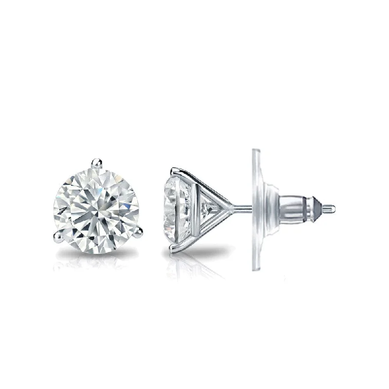 custom name earrings -Auriya 14k Gold Certified 1.50 carat TDW Secure-Lock 3-Prong Martini Round Diamond Stud Earrings