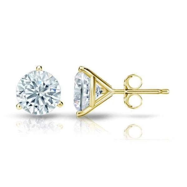 black diamond stud earrings -Auriya 14k Gold Certified 2.20 carat TDW 3-Prong Martini Round Diamond Stud Earrings