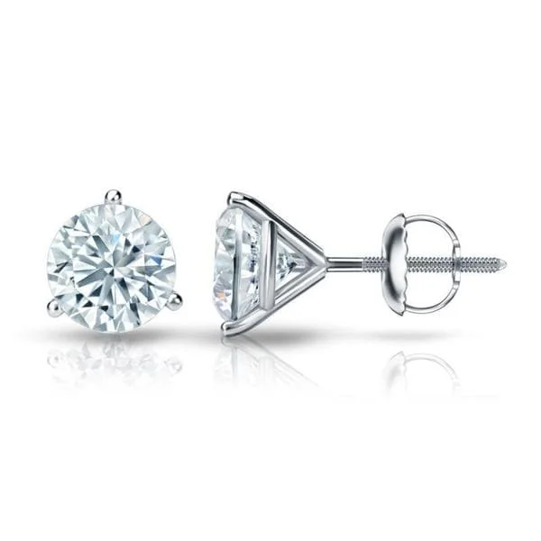 custom birthstone earrings -Auriya 14k Gold Certified 2.70 carat TDW 3-Prong Martini Round Diamond Stud Earrings